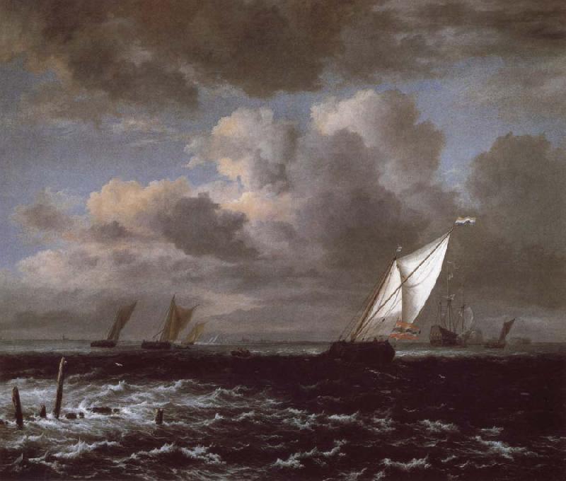 Jacob van Ruisdael Sailing vessels in a Fresh Breeze China oil painting art
